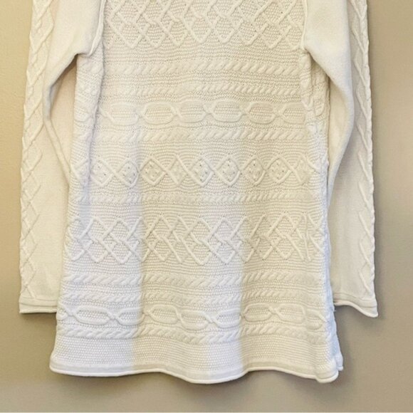 Tribal Ivory Cable Knit Scoop Neck Tunic 100% Cotton Sweater - Picture 5 of 14